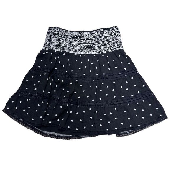 EUC Alice + Olivia Women's Black Polka Dot Mini Skirt Size M - Picture 1 of 6
